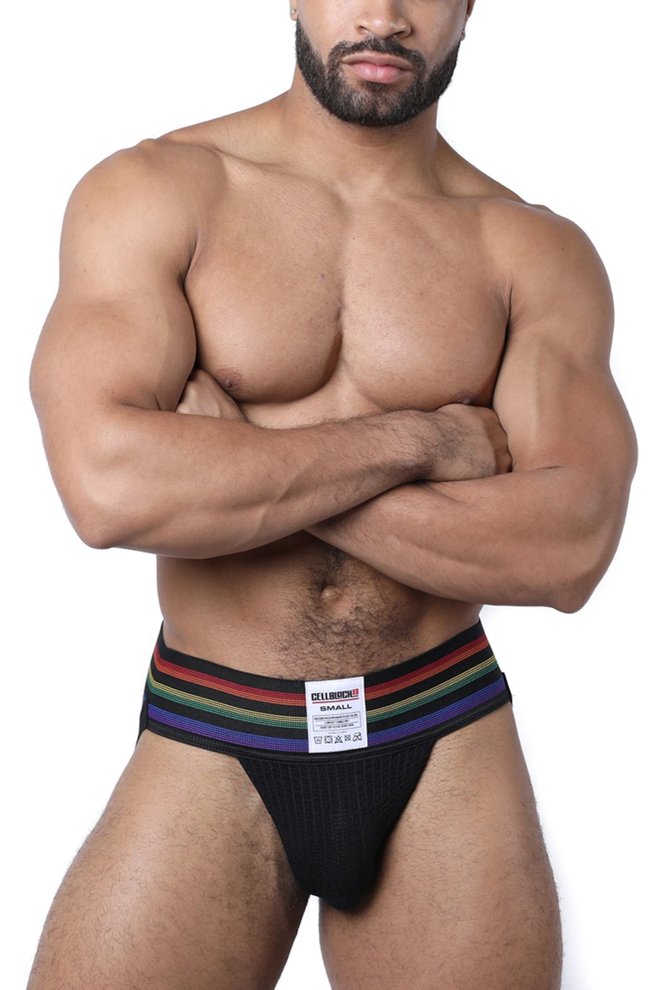 CellBlock 13 Tight End Jockstrap - Pride Black 1 CellBlock 13 Tight End Jockstrap - Pride Black