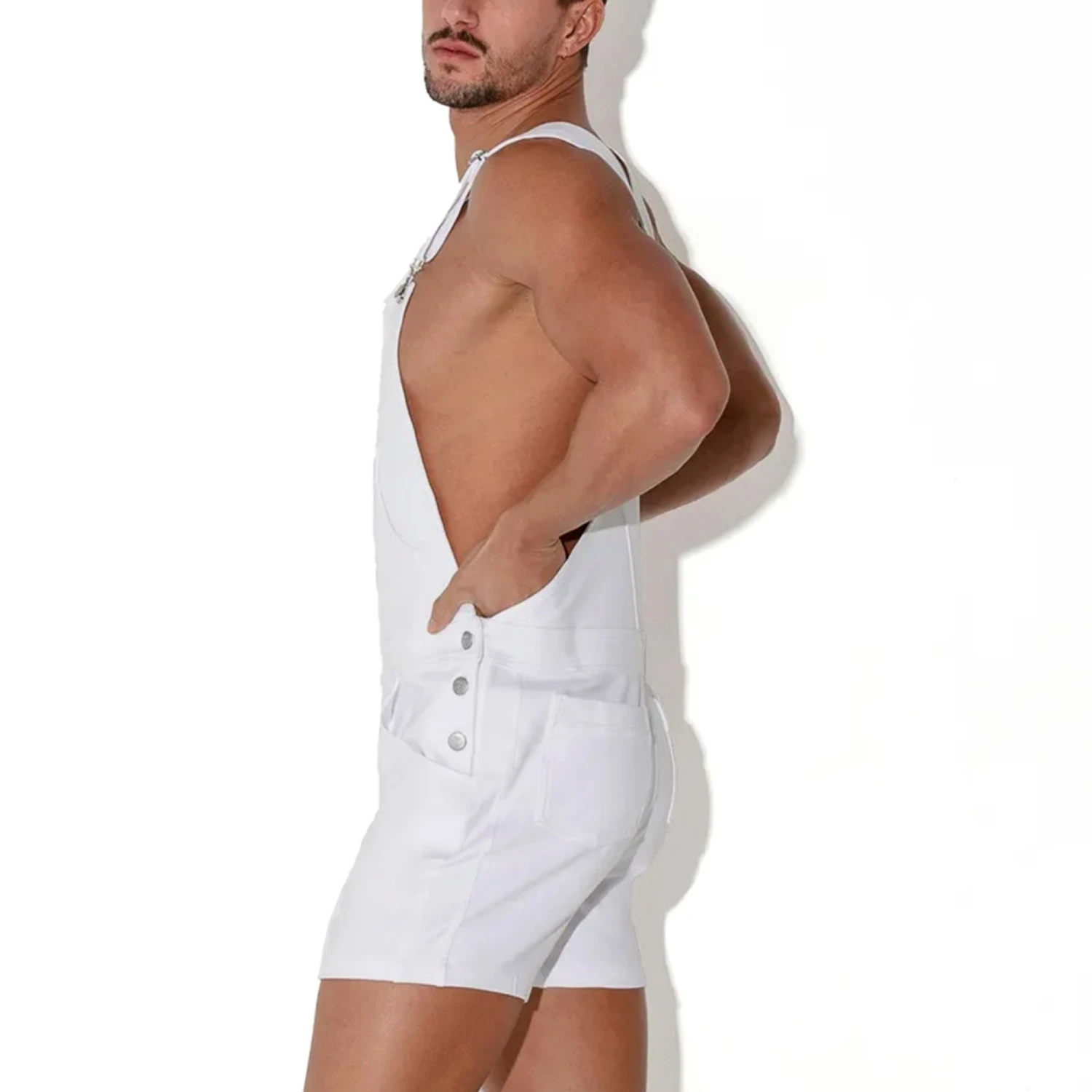 Code 22 - Overall Shorts - White 2 Code 22 - Overall Shorts - White - Image 2