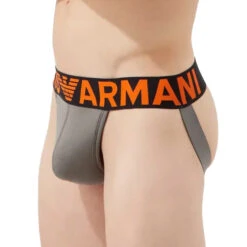 Giorgio Armani Emporio Armani - Mega Logo Jockstrap - Pewter -Men Swimwear Store 63222 S 29633.1669947202