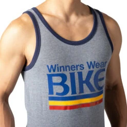 Bike - Logo Ringer Tank Top - Gray/Navy