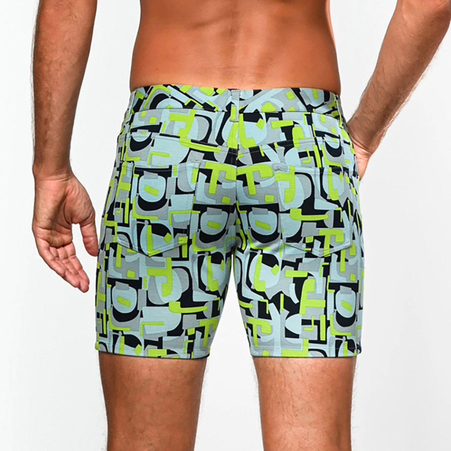 St33le Limited Edition 5” Stretch Knit Shorts - Pear Sky Pop Art 3 St33le Limited Edition 5” Stretch Knit Shorts - Pear Sky Pop Art - Image 3