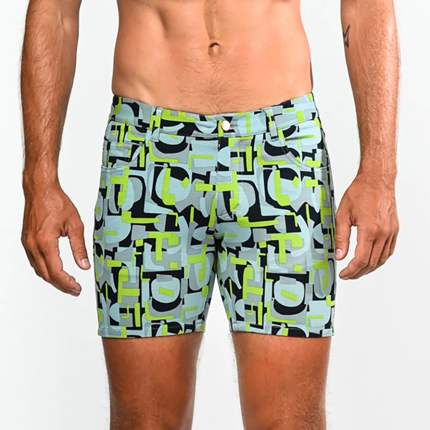 St33le Limited Edition 5” Stretch Knit Shorts - Pear Sky Pop Art 1 St33le Limited Edition 5” Stretch Knit Shorts - Pear Sky Pop Art