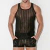Code 22 - Mesh Pinstripe Tank Top - Black