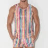 Code 22 - Vivid Print Tank Top - Orange Stripes