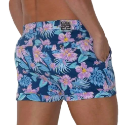 CODE 22 - 5-Pocket Micro Shorts - Aqua Floral -Men Swimwear Store 68627 S 61230.1683595729