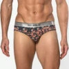 St33le - Cotton Print Low Rise Brief - Navy/Coral Paisley