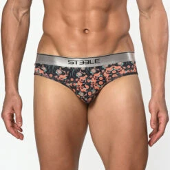 St33le - Cotton Print Low Rise Brief - Navy/Coral Paisley