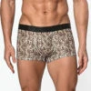 St33le - Microfiber Print Low Rise Trunk - Brown/Khaki Safari