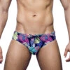 2eros - V10 Print Swim Brief - Monstera Black