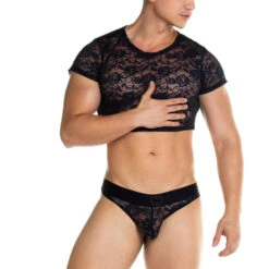 GIGO - Redemotion Lace Crop Top - Black -Men Swimwear Store 70182 F 22302.1682638511