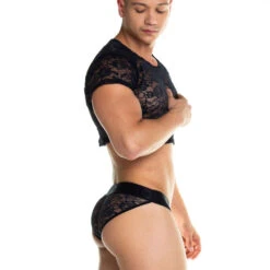 GIGO - Redemotion Lace Crop Top - Black -Men Swimwear Store 70182 S 05824.1682638510