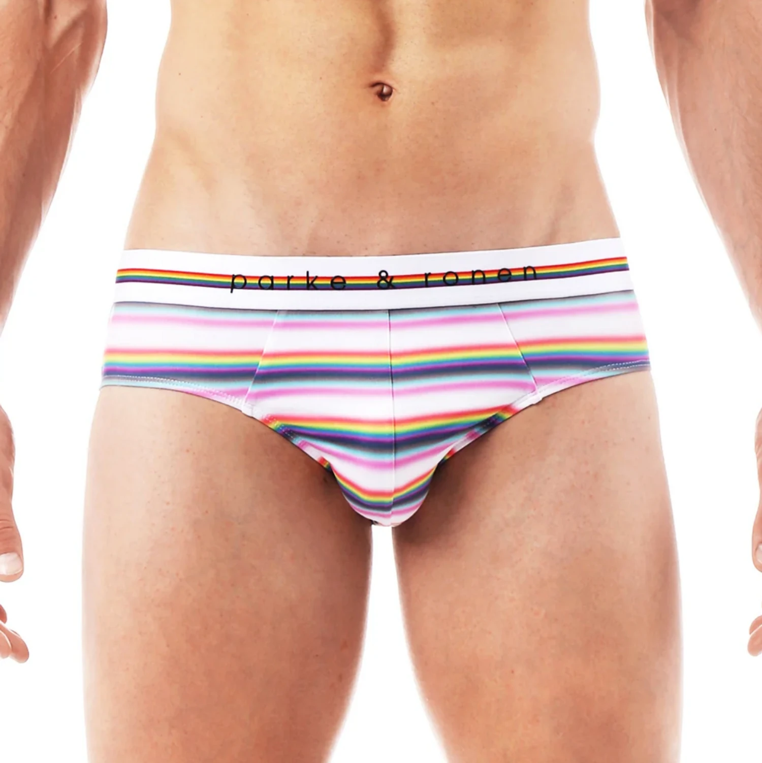 Parke & Ronan - Pride Prism Stripe Brief - White 2 Parke & Ronan - Pride Prism Stripe Brief - White - Image 2
